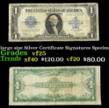 1923 $1 large size Silver Certificate Grades vf+ Signatures Speelman/White