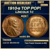 1910-s Lincoln Cent TOP POP! 1c ms66 BN SEGS