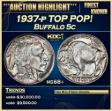 1937-p Buffalo Nickel TOP POP! 5c ms68+ SEGS