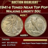 1941-s Walking Liberty Half Dollar Toned Near Top Pop 50c ms66+ SEGS