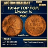 1914-p Lincoln Cent TOP POP! 1c ms67+ rd SEGS