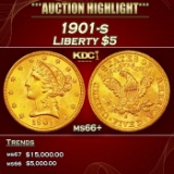 1901-s Gold Liberty Half Eagle $5 ms66+ SEGS