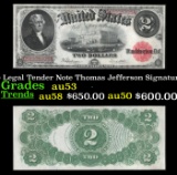 1917 $2 Large Size Legal Tender Note Thomas Jefferson Grades Select AU Signatures Speelman/White
