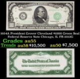 1934A $1000 Green Seal Federal Reserve Note President Grover Cleveland Chicago, IL Grades Choice AU
