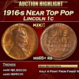 1916-s Lincoln Cent Near Top Pop 1c ms65+ rb SEGS