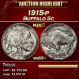 1915-p Buffalo Nickel 5c ms66+ SEGS
