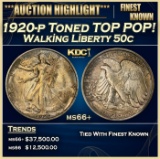 1920-p Walking Liberty Half Dollar Toned TOP POP! 50c ms66+ SEGS