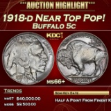 1918-d Buffalo Nickel Near Top Pop! 5c ms66+ SEGS