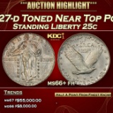 1927-d Standing Liberty Quarter Toned Near Top Pop 25c ms66+ fh SEGS