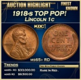 1918-s Lincoln Cent TOP POP! 1c ms65+ RD SEGS