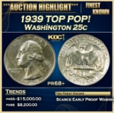 1939 Proof Washington Quarter TOP POP! 25c pr68+ SEGS