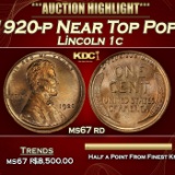 1920-p Lincoln Cent Near Top Pop! 1c ms67 rd SEGS