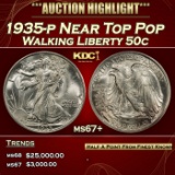 1935-p Walking Liberty Half Dollar Near Top Pop 50c ms67+ SEGS