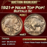1921-p Buffalo Nickel Near Top Pop! 5c ms67 SEGS