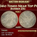 1904-o Barber Quarter Toned Near Top Pop 25c ms66+ SEGS