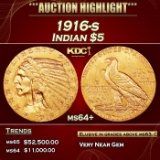 1916-s Gold Indian Half Eagle $5 ms64+ USCG