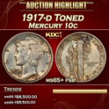 1917-d Mercury Dime Toned 10c ms65+ fsb SEGS