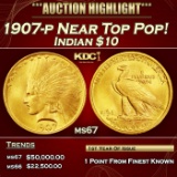 1907-p Gold Indian Eagle Near Top Pop! $10 ms67 SEGS