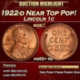 1922-d Lincoln Cent Near Top Pop! 1c ms65+ rd SEGS