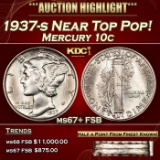 1937-s Mercury Dime Near Top Pop! 10c ms67+ FSB SEGS