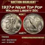 1937-p Walking Liberty Half Dollar Near Top Pop 50c ms67+ SEGS