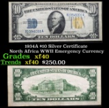 1934A $10 Silver Certificate North Africa WWII Emergency Currency Grades xf