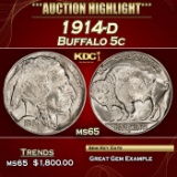 1914-d Buffalo Nickel 5c ms65 SEGS