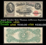 1917 $2 Large Size Legal Tender Note Thomas Jefferson Grades vf+ Signatures Speelman/White