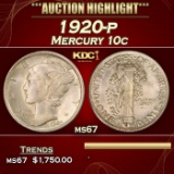 1920-p Mercury Dime 10c ms67 SEGS