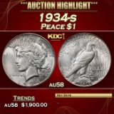 1934-s Peace Dollar $1 au58 SEGS