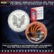 Cincinnati Bengals Official NFL Team Colorized 1oz Silver Eagle $1 w/ COA Other Toy