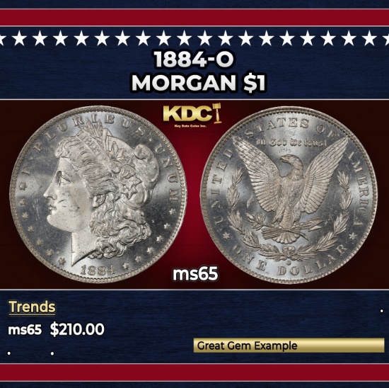 1884-o Morgan Dollar $1 Grades ms65