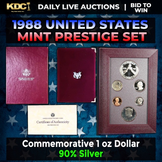 1988 United States Mint Prestige Proof Set 6 Coins W/ Box & COA