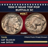 1930-p Buffalo Nickel Near Top Pop 5c ms66+ SEGS