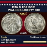 1936-d Walking Liberty Half Dollar TOP POP! 50c ms67+ SEGS