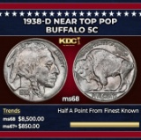 1938-d Buffalo Nickel Near Top Pop 5c ms68 SEGS