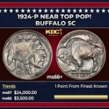 1924-p Buffalo Nickel Near Top Pop! 5c ms66+ SEGS