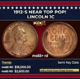 1912-s Lincoln Cent Near Top Pop! 1c ms65+ rd SEGS