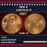 1919-p Lincoln Cent 1c ms66+ rd SEGS