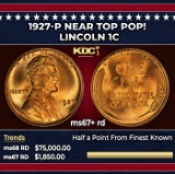 1927-p Lincoln Cent Near Top Pop! 1c ms67+ rd SEGS