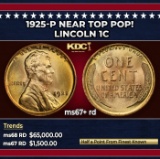 1925-p Lincoln Cent Near Top Pop! 1c ms67+ rd SEGS