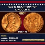 1937-d Lincoln Cent Near Top Pop 1c ms67+ rd SEGS