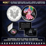 US Space Force USSF & Lady Liberty Americana 1oz Pure .999 Fine Silver Eagle $1 w/ Box & COA Other T