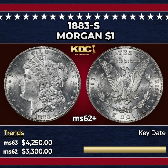1883-s Morgan Dollar $1 ms62+ USCG