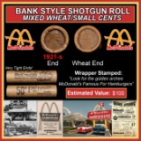 Lincoln Wheat Cent 1c Mixed Roll Orig Brandt McDonalds Wrapper, 1921-s end, Wheat other end