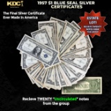 20x 1957 $1 Blue Seal Silver Certificates Grades CU