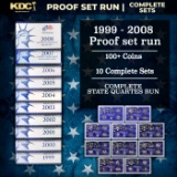 1999-2008 Proof Set Run - 109 Coins, Full 50 State Quarters Run 10 Complete Sets