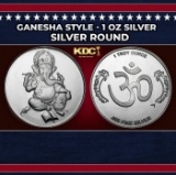 Hindu Deity Ganesha Style - 1 oz Silver Round Round