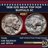1938-d/d Buffalo Nickel Near Top Pop 5c ms67+ SEGS