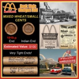 Lincoln Wheat Cent 1c Mixed Roll Orig Brandt McDonalds Wrapper, 1919-p end, Indian other end